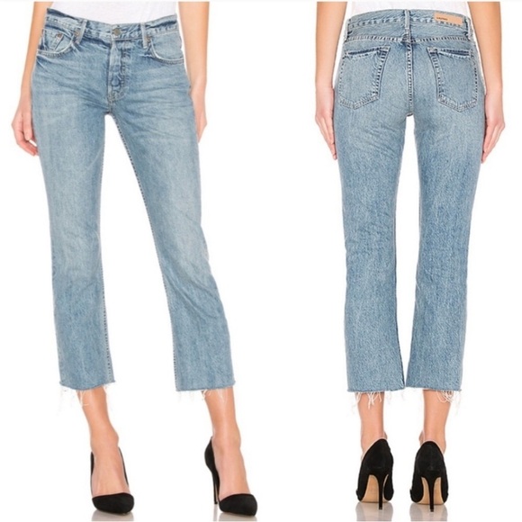 Grlfrnd Tatum Crop Jeans in Late Night Raw Hem Mid Rise Revolve size 29 - Picture 1 of 13